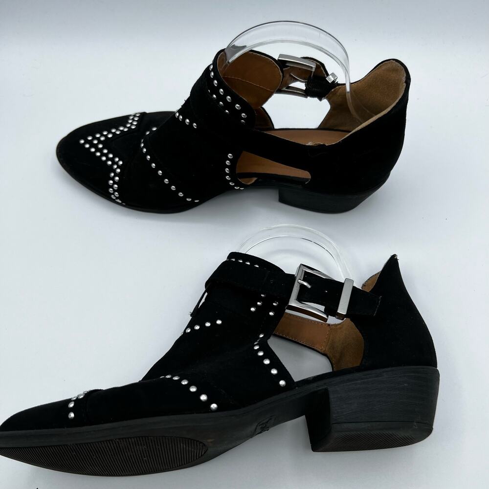 Qupid Black Cut Out Studded Pointed Toe Ankle Boots Size 8 - Picture 6 of 7